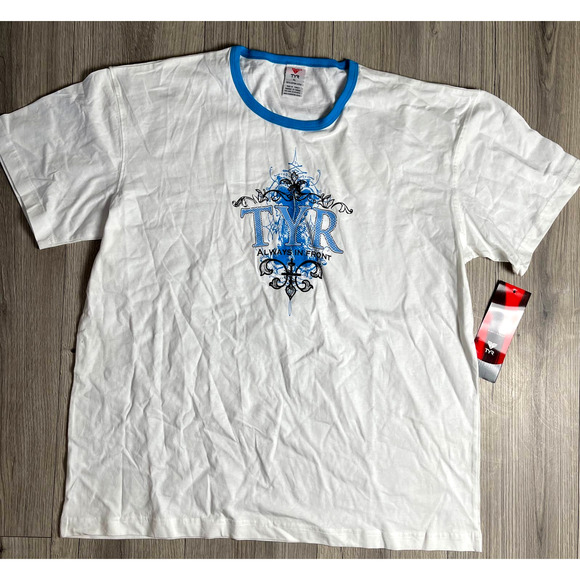 TYR Men's ALWAYS IN FRONT Tshirt Tee Short Sleeve - White - Size XXL - $40 - Picture 1 of 6